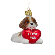 Shih-Tzu With "I Love You" Heart Ornament - Brown