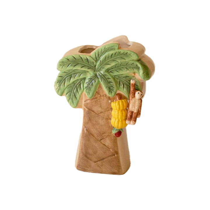 Palm Tree With Dangling Monkey Ceramic Vase - Small