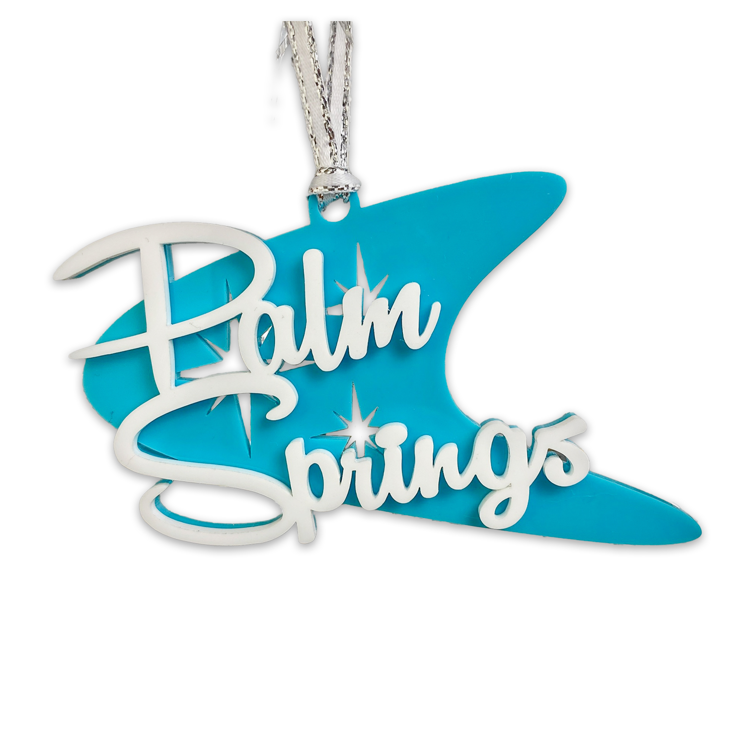 Palm Springs Boomerang Ornament - Aqua - Just Fabulous Palm Springs