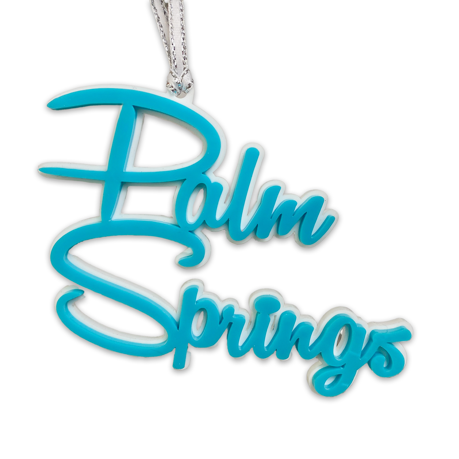 Palm Springs Script Ornament - Aqua