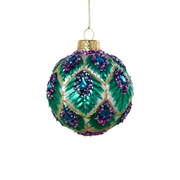 Peacock Ball Ornament - Green
