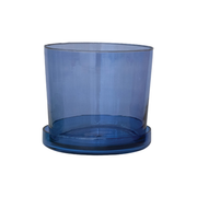 Hand Blown Planter With Saucer - Blue