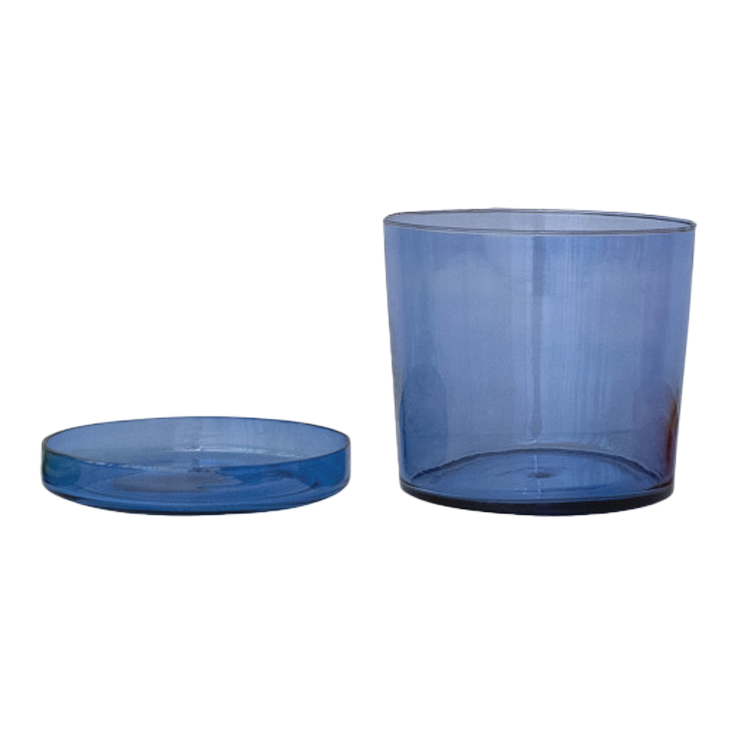 Hand Blown Planter With Saucer - Blue
