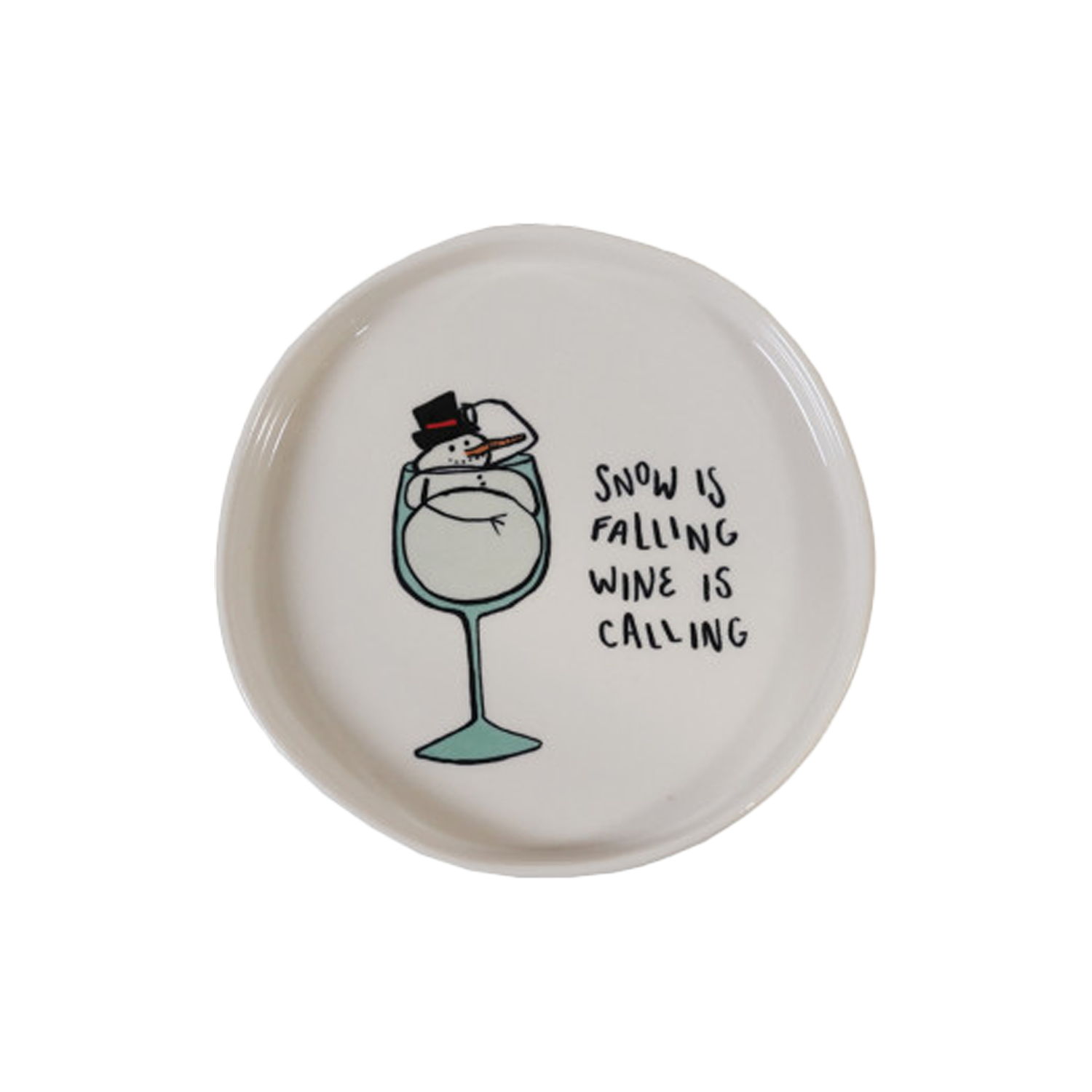 Tipsy Holiday Stoneware Plate - Wine Is Calling