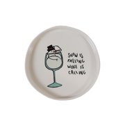 Tipsy Holiday Stoneware Plate - Wine Is Calling