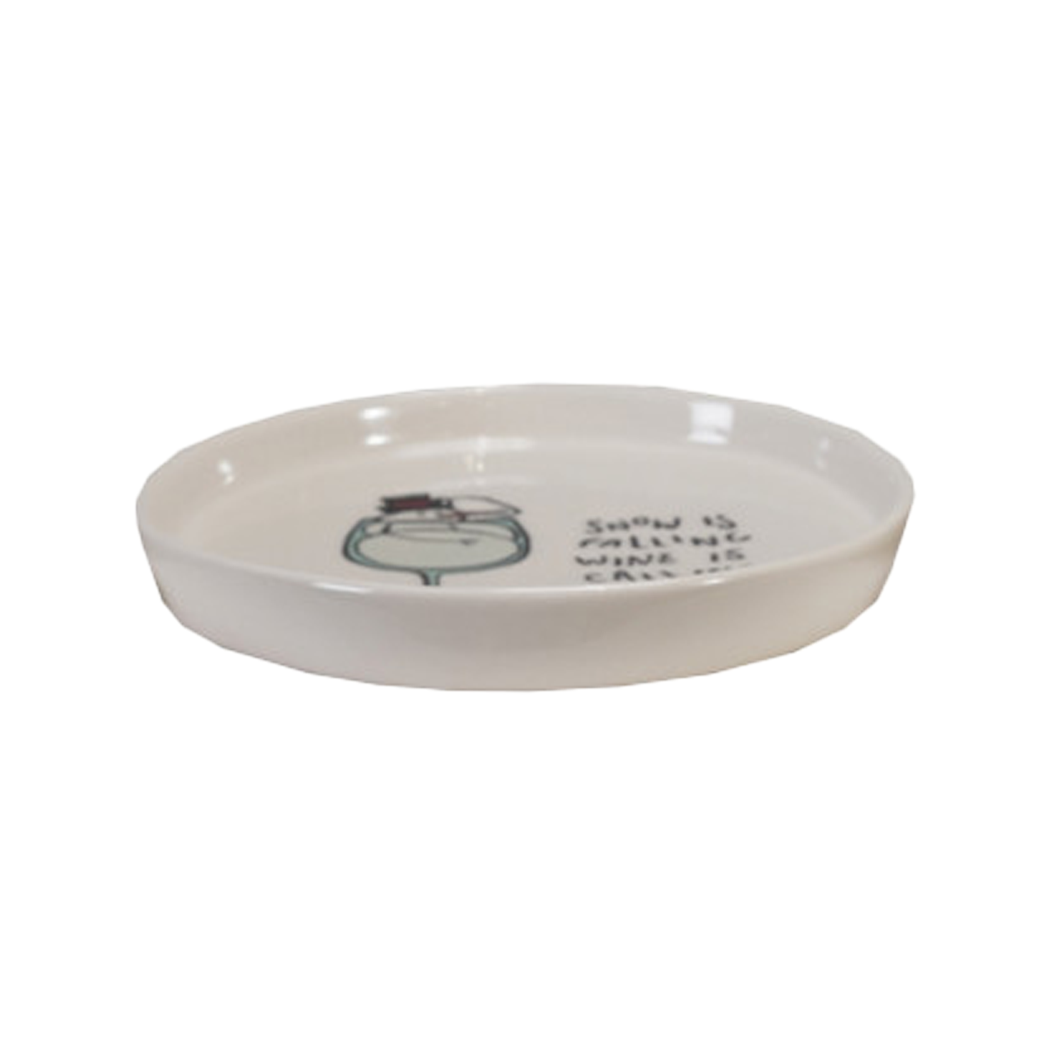 Tipsy Holiday Stoneware Plate - Wine Is Calling