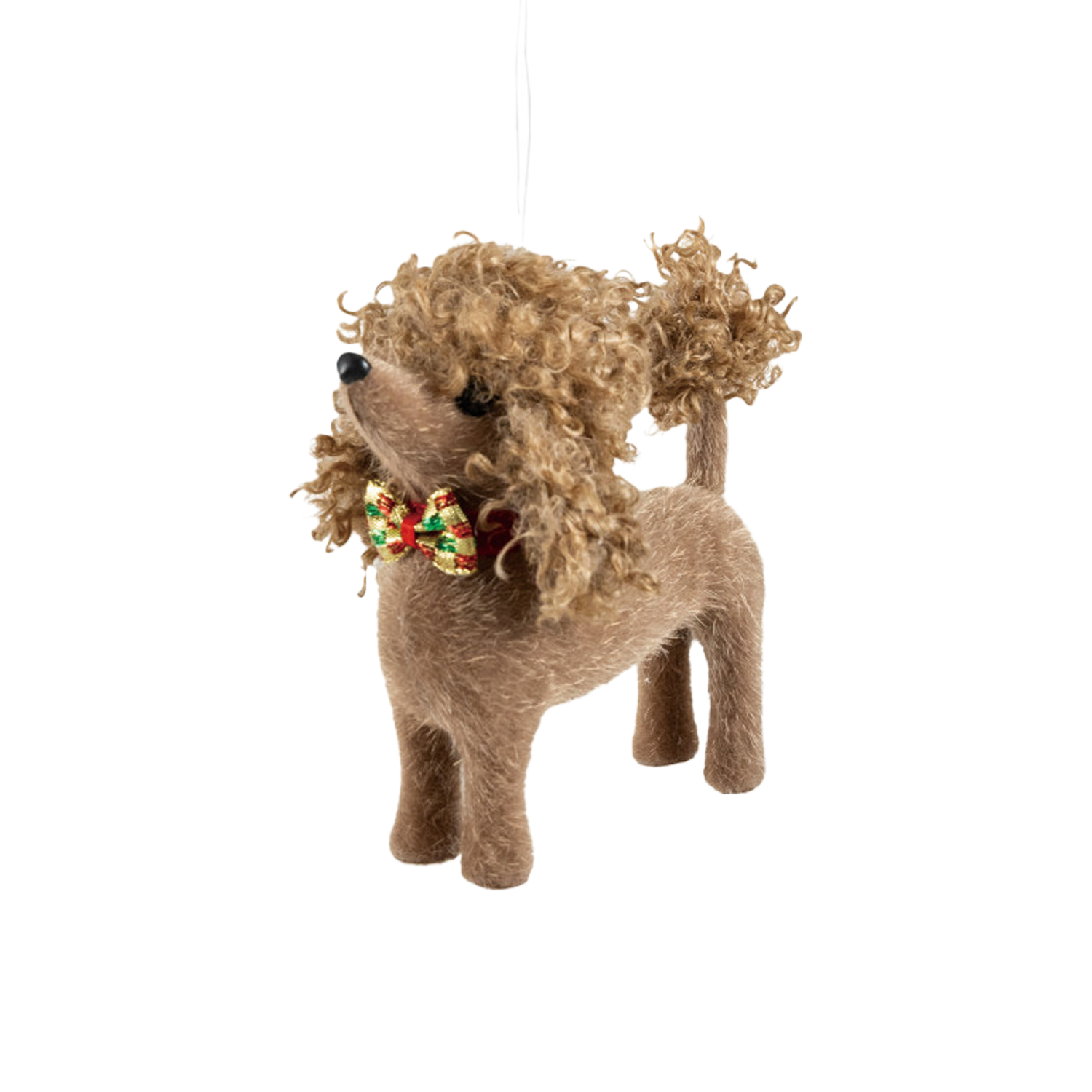 Fabric Poodle With Bow Ornament - Bowtie