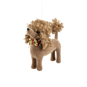 Fabric Poodle With Bow Ornament - Bowtie