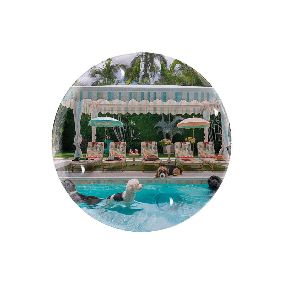 Pool Dogs Glass Coaster - Just Fabulous Palm Springs