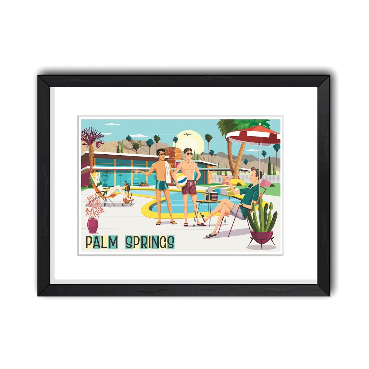 Print: Pool Party Horizontal: 13" x 19" (Framed) - Just Fabulous Palm Springs