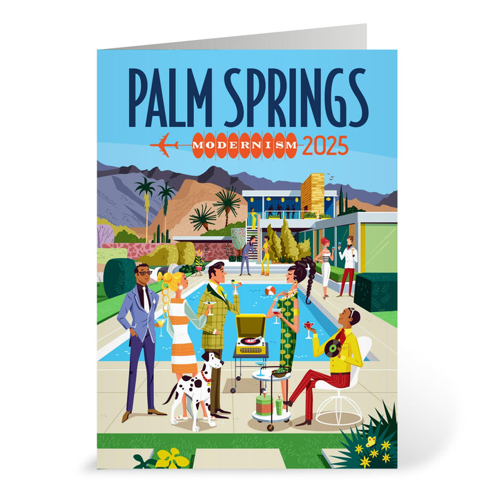 Greeting Card: Poolside Gossip Modernism 2025 (Blank Inside)