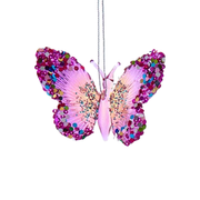 Glittered Butterfly Ornament - Pink