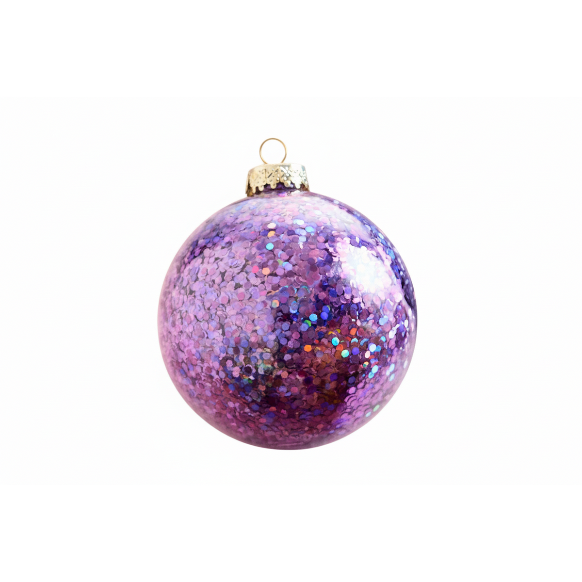 Chunky Glitter Ball Ornament - Purple