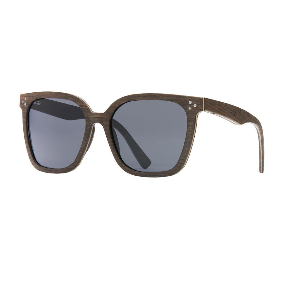 Origins Square Cat Eye Polarized Sunglasses - Walnut Wood