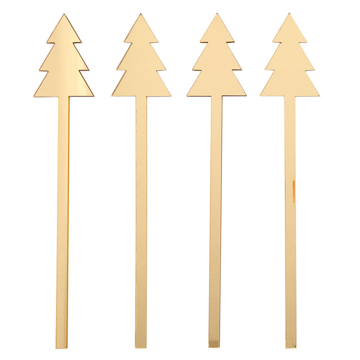 Mirrored Gold Tree Stir Sticks