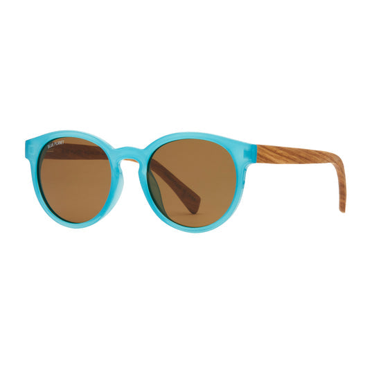 Reagan Polarized Sunglasses - Aqua / Zebra Wood