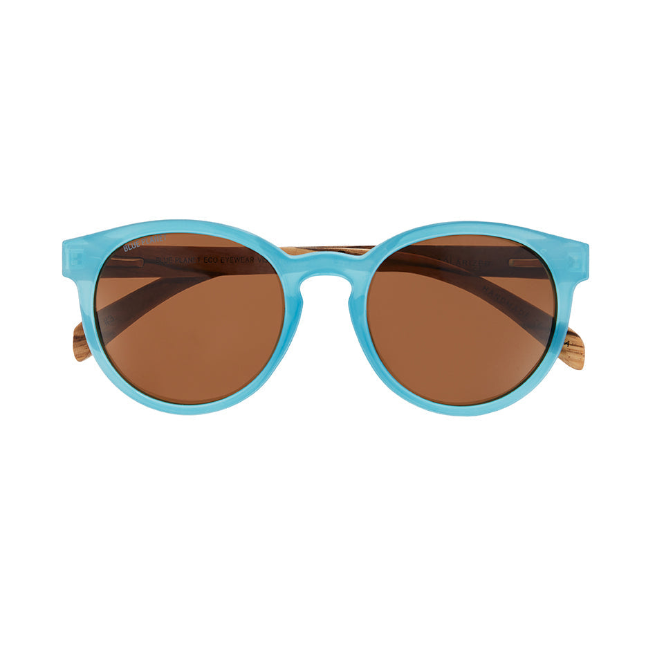 Reagan Polarized Sunglasses - Aqua / Zebra Wood
