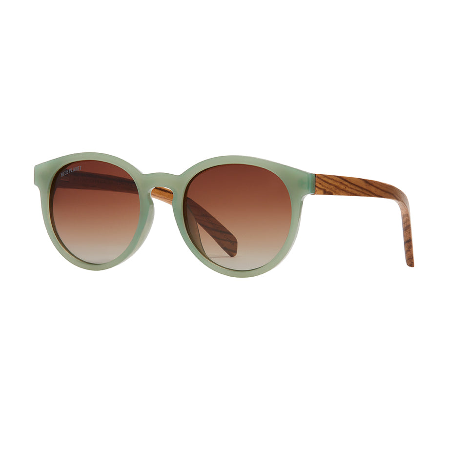 Reagan Polarized Sunglasses - Sage Green / Zebra Wood