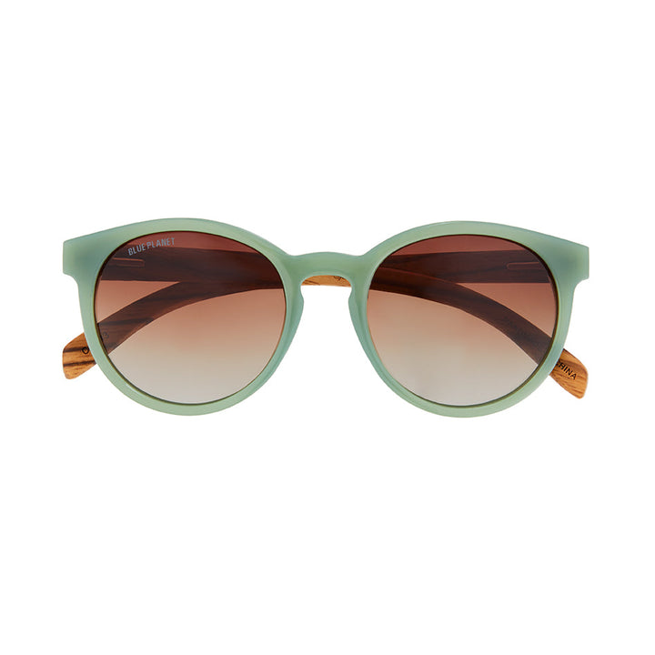 Reagan Polarized Sunglasses - Sage Green / Zebra Wood