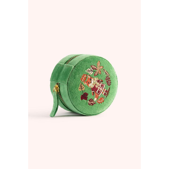 Round Velvet Jewelry Box - Fox