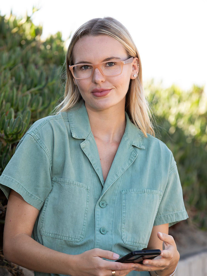 Avalon Blue Light Reading Glasses - Milky Beige & Walnut