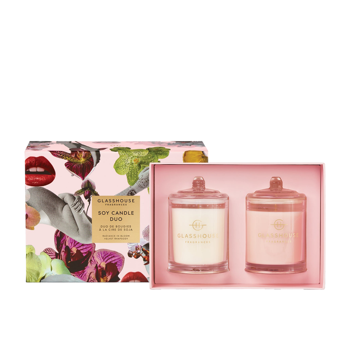 Glasshouse Fragrances Soy Candle Duo (2x200g Radiance In Bloom & Velvet Rhapsody)