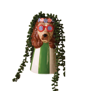 Dog With Sunnies Ceramic Vase - Red Shades