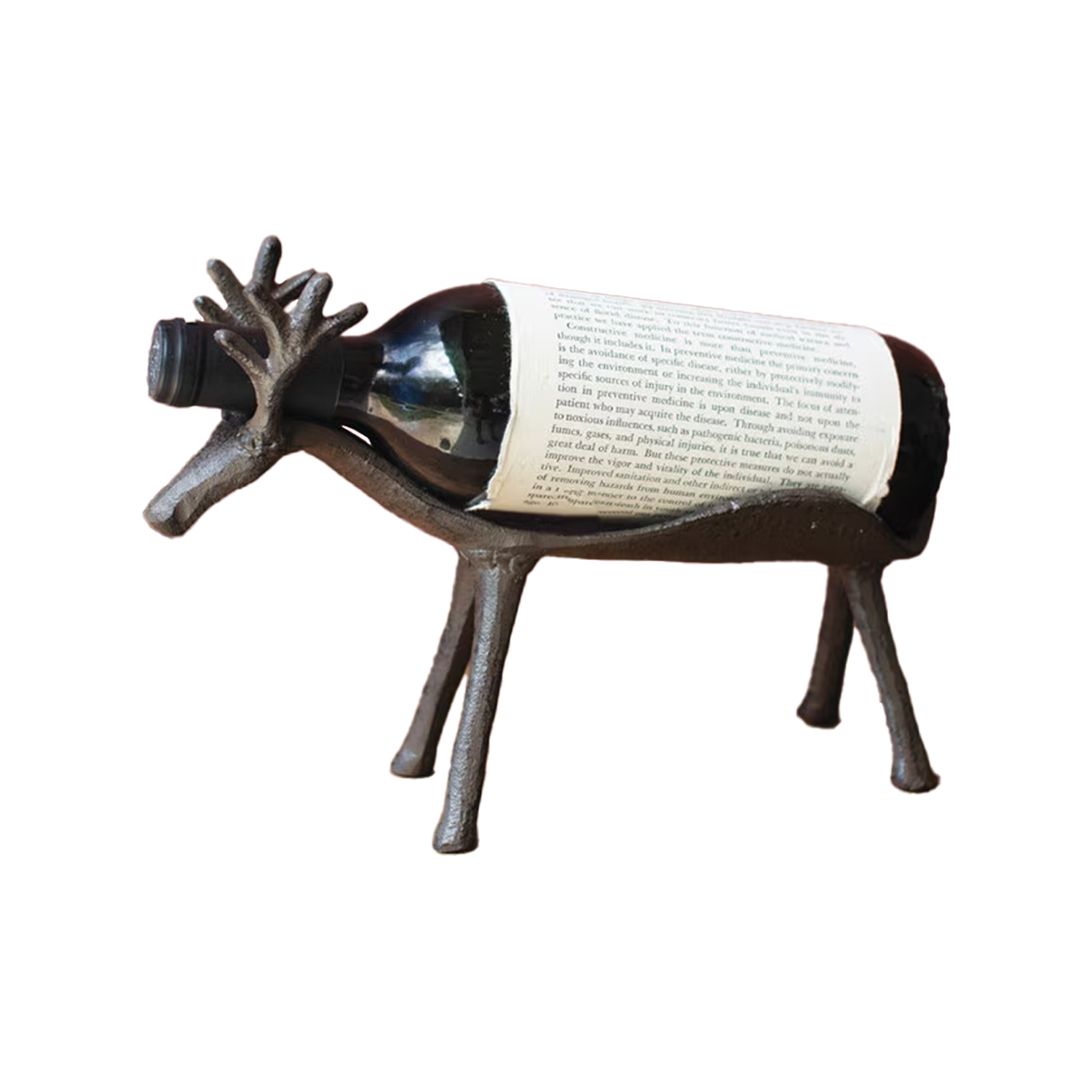 Cast Iron Reindeer Wine Bottle Holder