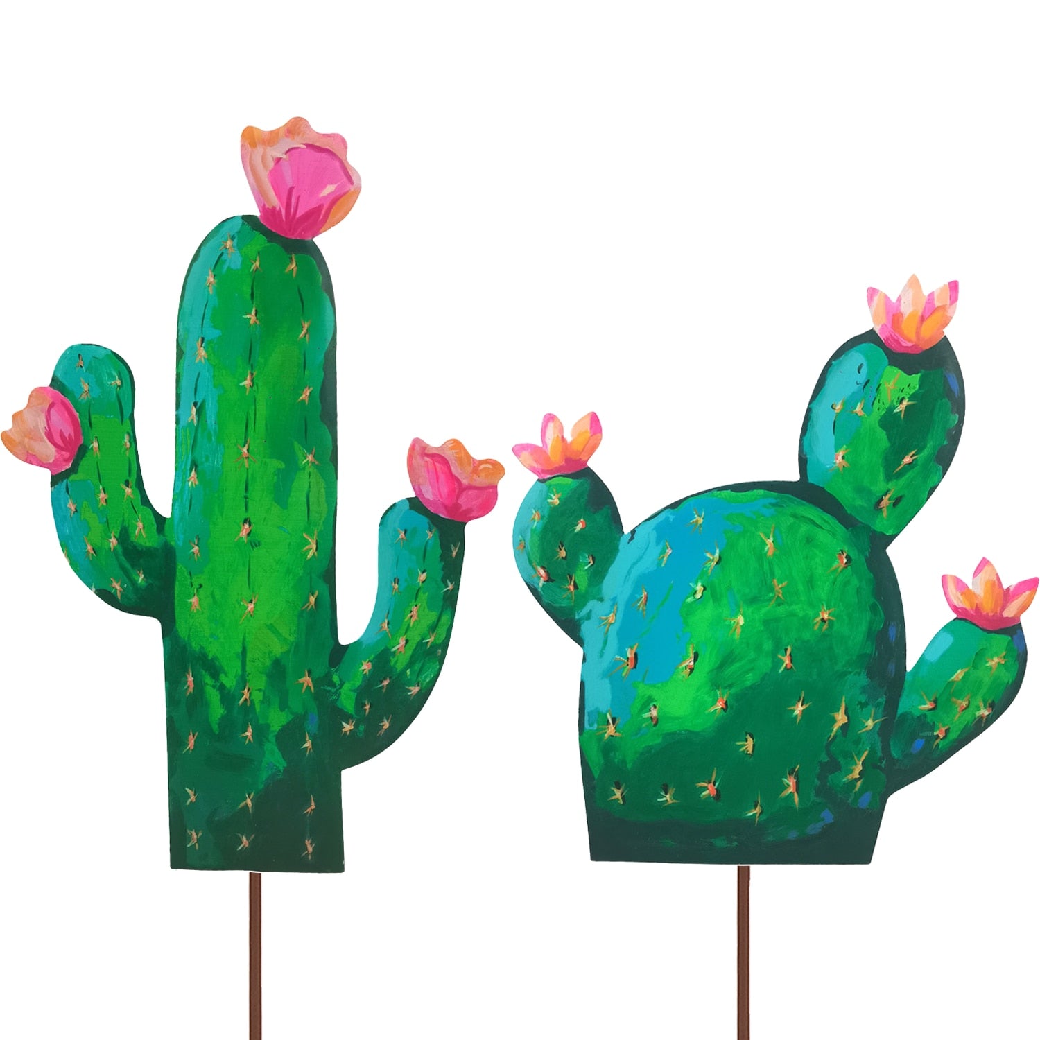 Dark Green Cactus Metal Easel - Tall