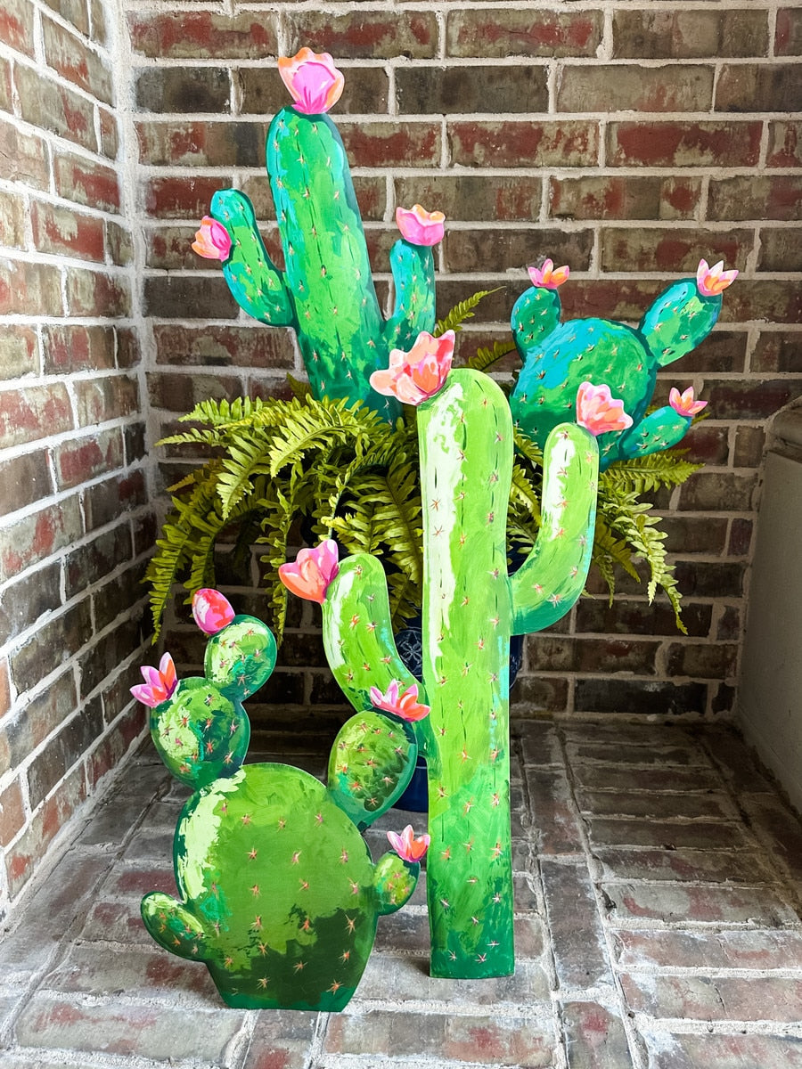 Dark Green Cactus Metal Easel - Tall