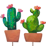 Mini Clay Pot Cactus Metal Easel - Tall