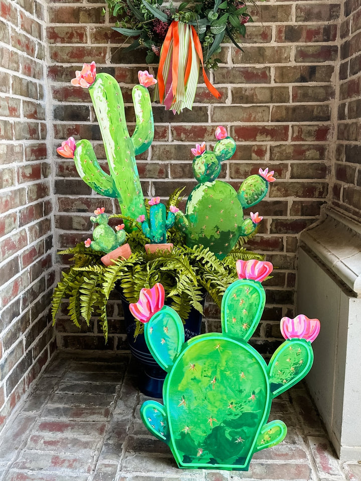 Mini Clay Pot Cactus Metal Easel - Tall