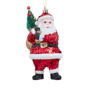 Glittered Santa Ornament - With Bag