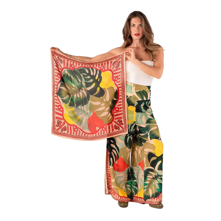 Exotic Leaves Silk Scarf