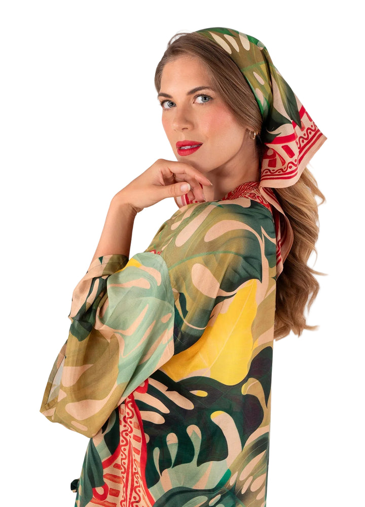 Exotic Leaves Silk Scarf