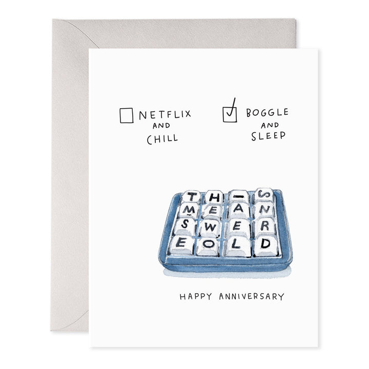 Boggle & Sleep Anniversary Greeting Card
