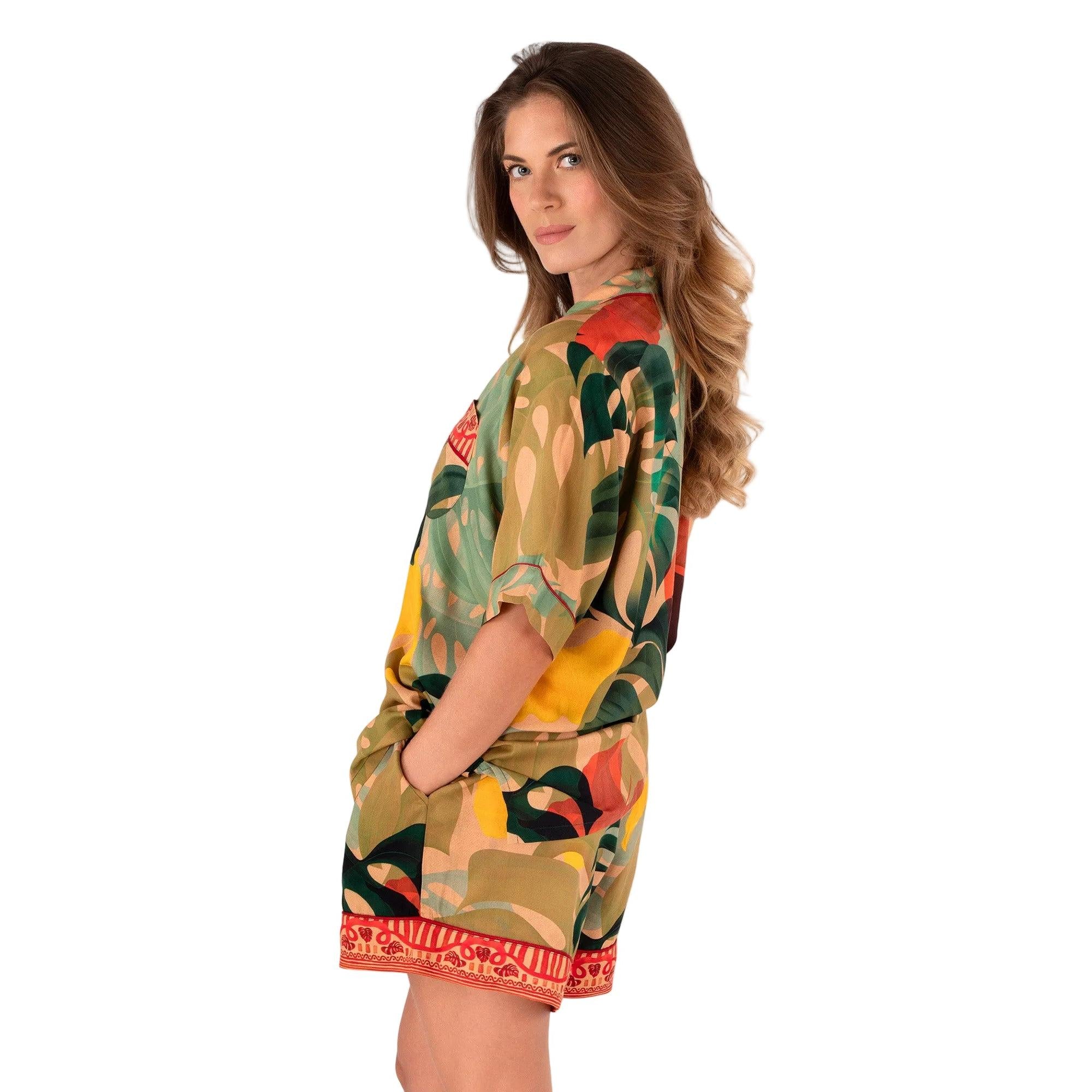 Exotic Leaves Short Pajama Set