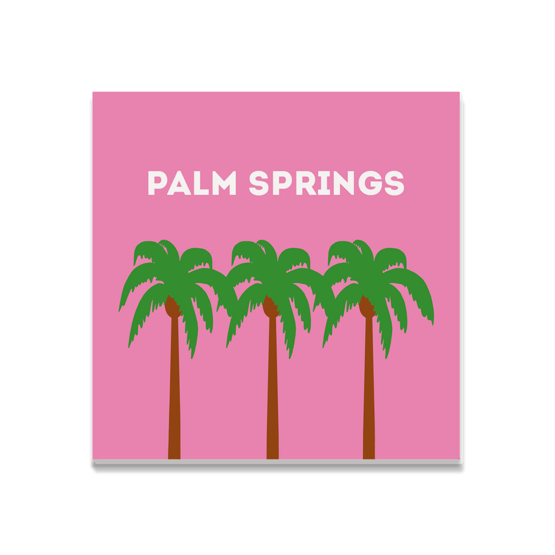 Pink Palm Trees Palm Springs Square Coaster - Just Fabulous Palm Springs