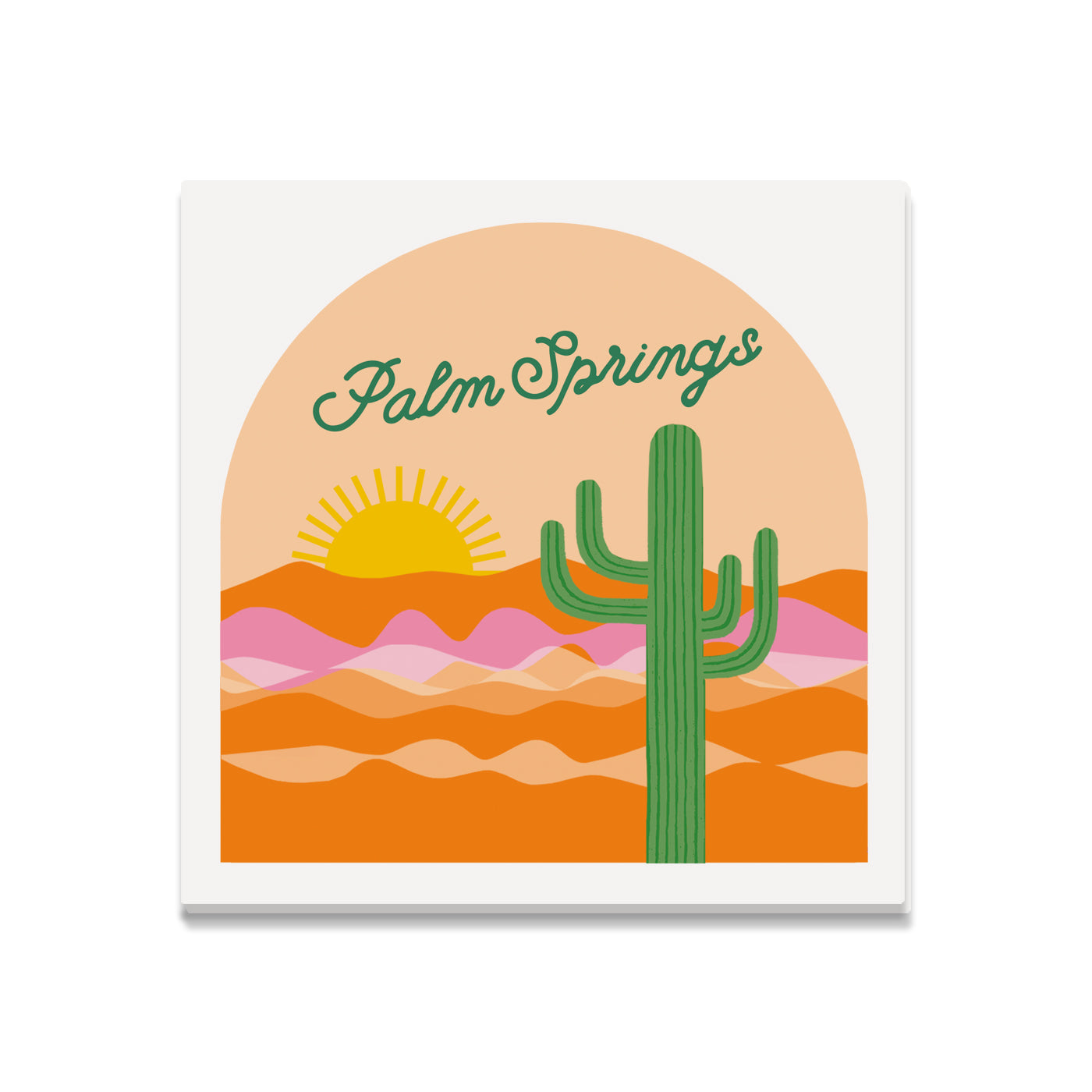 Desert Cactus Palm Springs Square Coaster