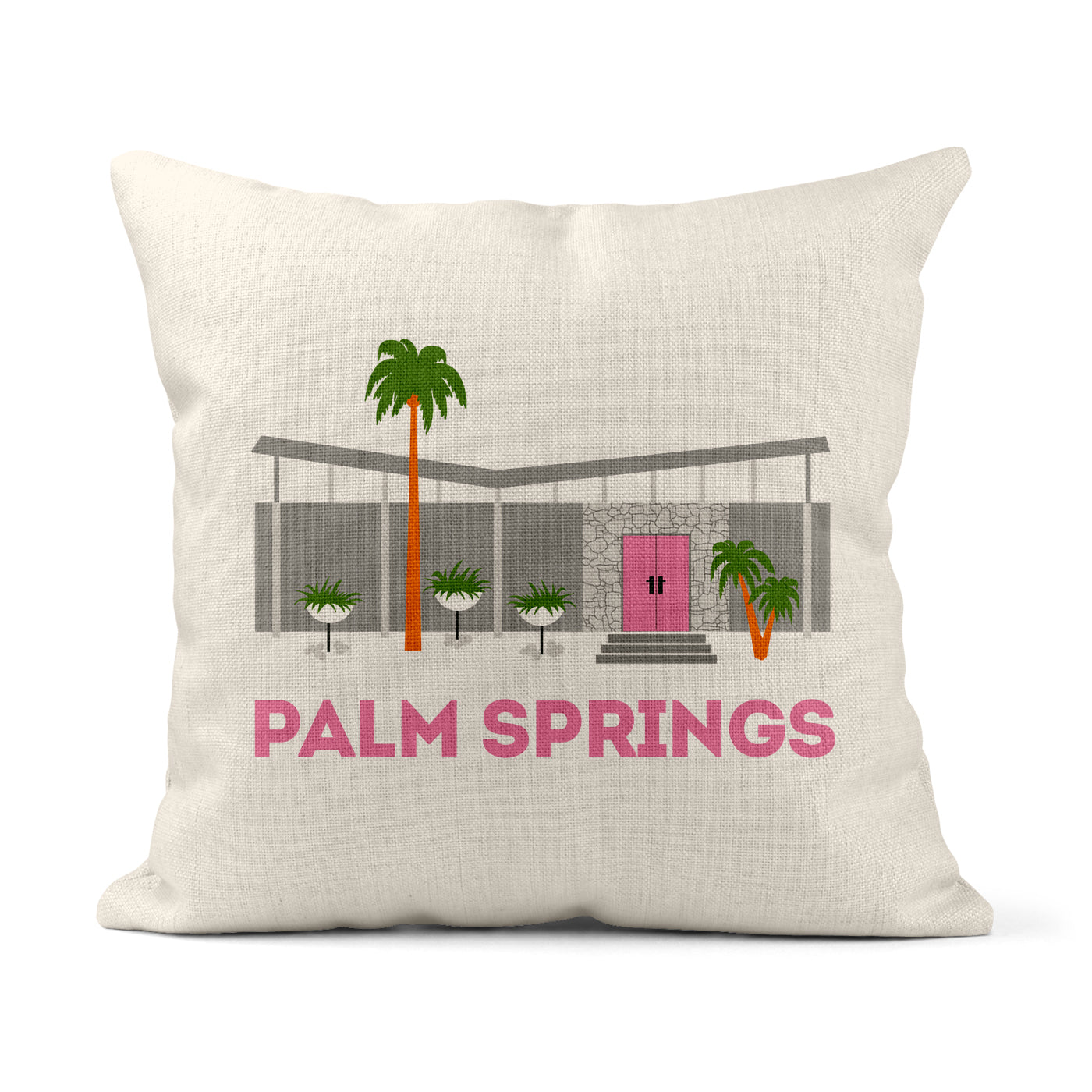 Pink Door Modern House Palm Springs Square Pillow