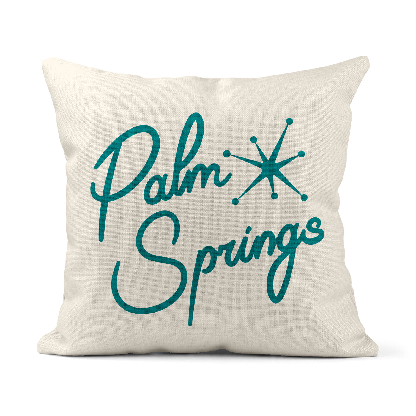 Blue Script Palm Springs Square Pillow - Just Fabulous Palm Springs