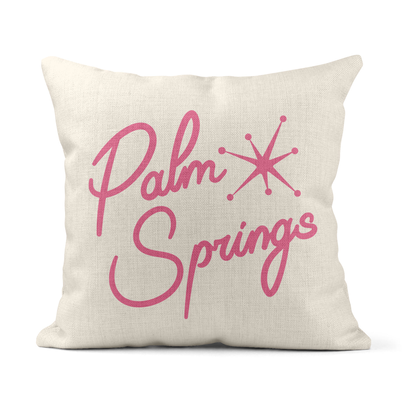 Pink Script Palm Springs Square Pillow