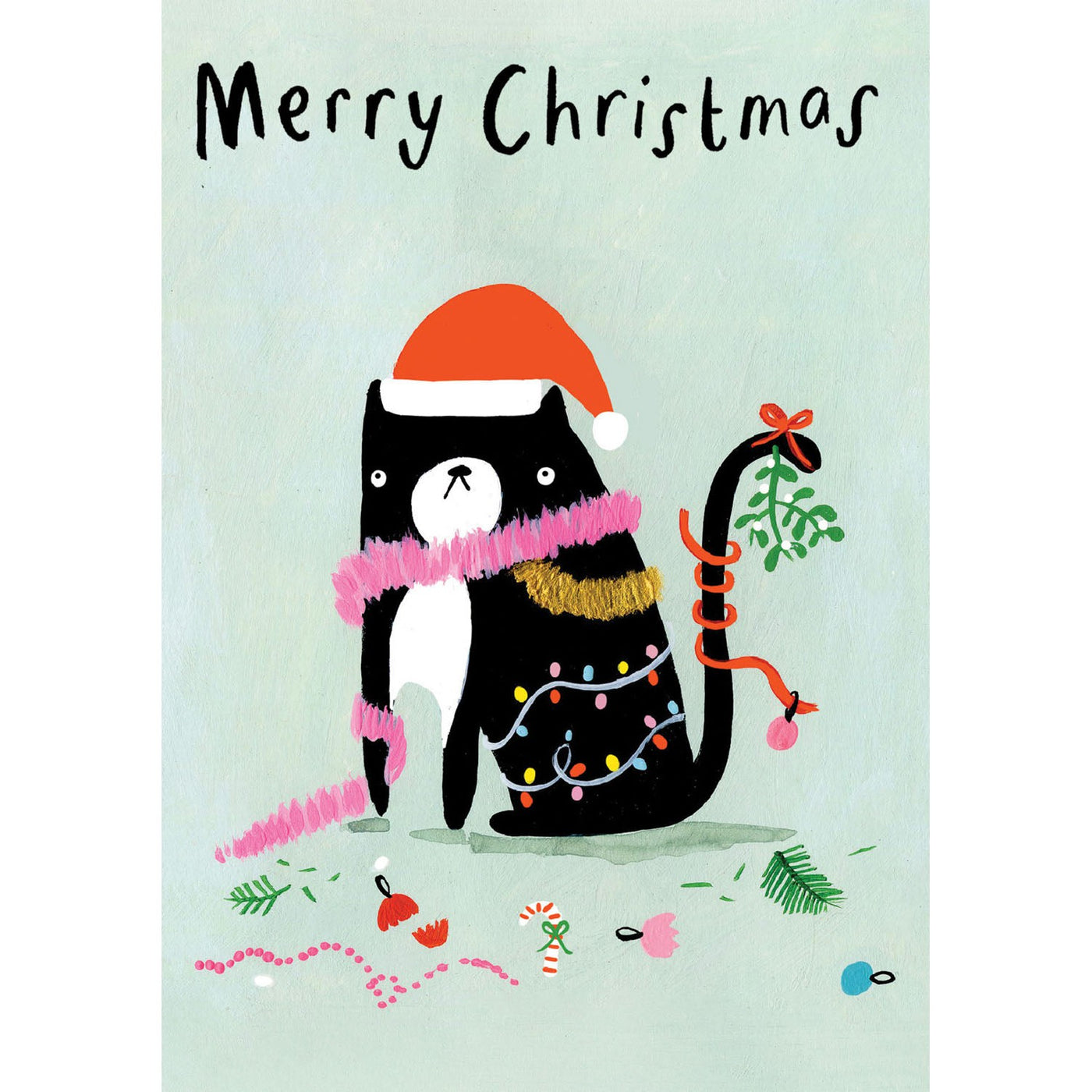 Grumpy Christmas Cat Holiday Greeting Card