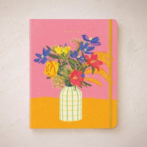 White Vase Floral Sewn Trio Notebook Set