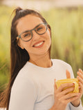 Sunset Reading Glasses - Pastel Blue & Marble Wood