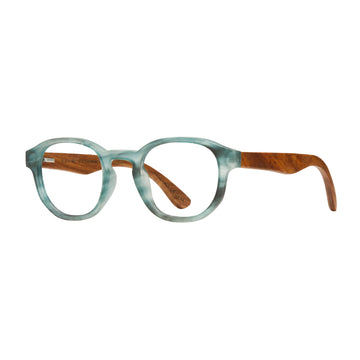Sunset Reading Glasses - Pastel Blue & Marble Wood