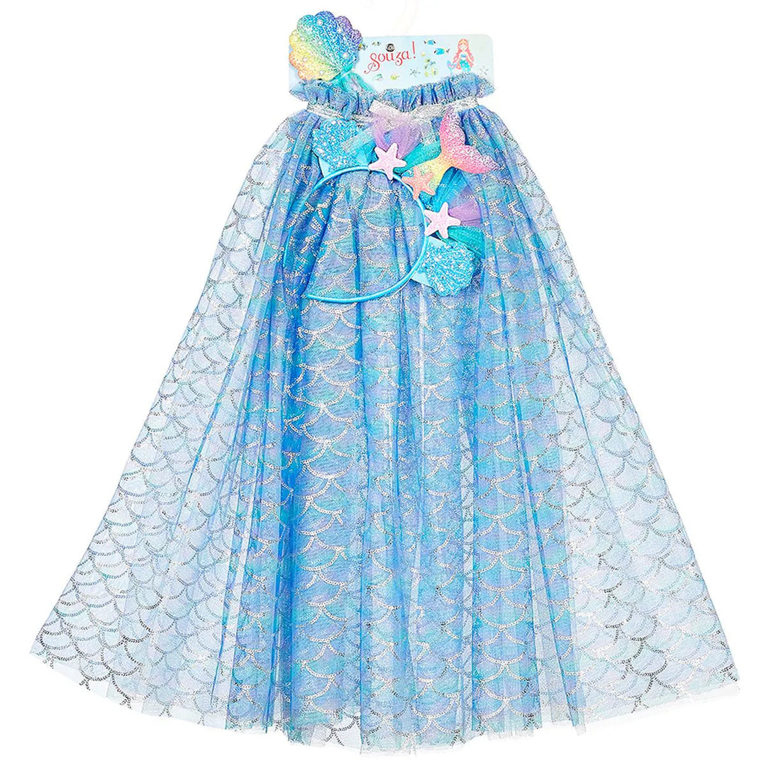 Marlya Mermaid Cape+Tiara+Wand Set