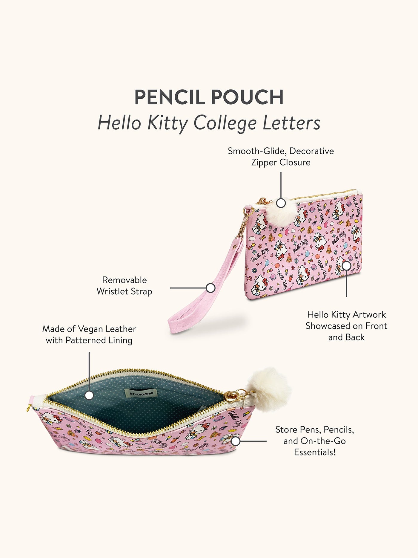 Hello Kitty College Letters Pencil Pouch