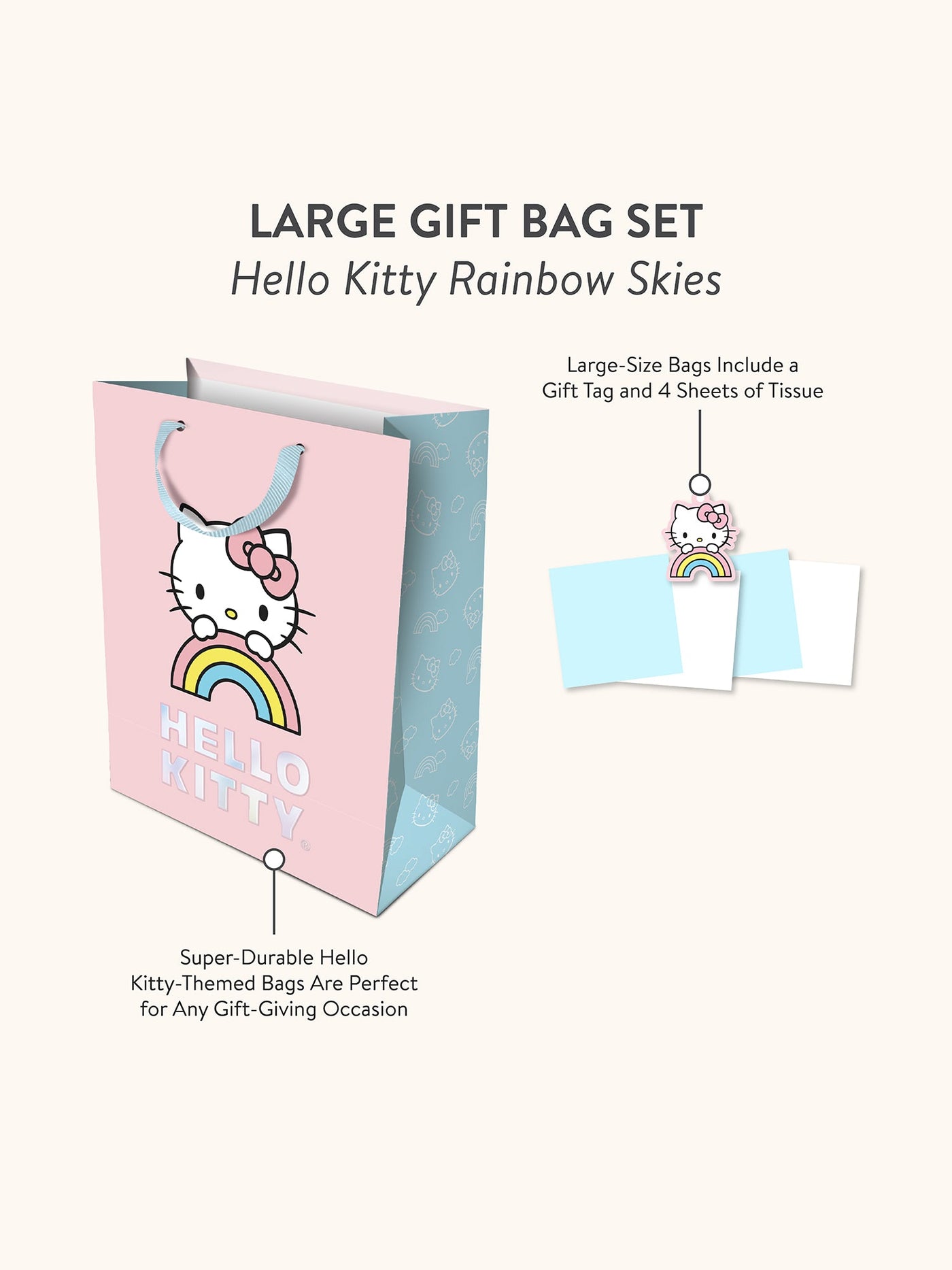 Hello Kitty Rainbow Skies Gift Bag Set