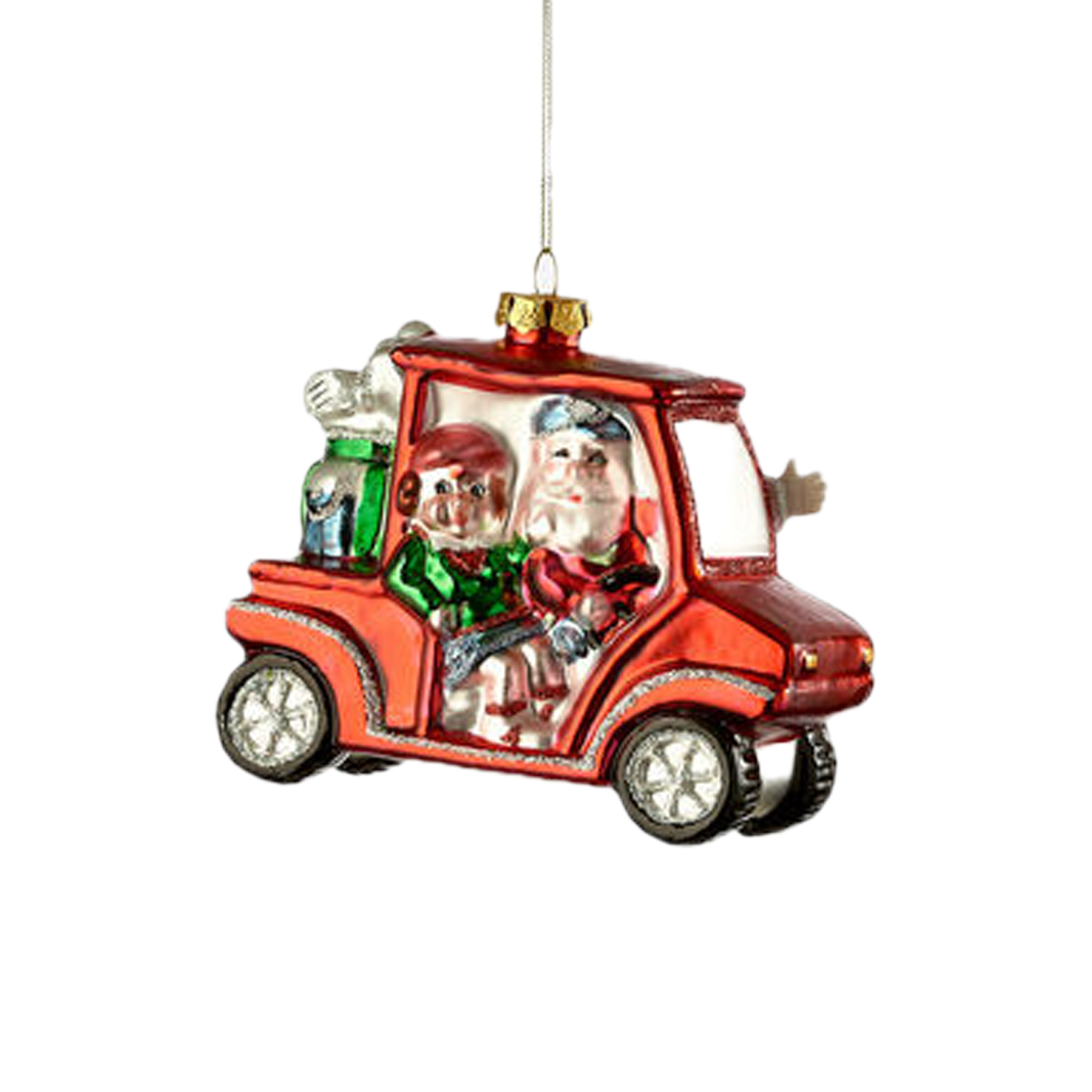 Santa In A Golf Cart Ornament